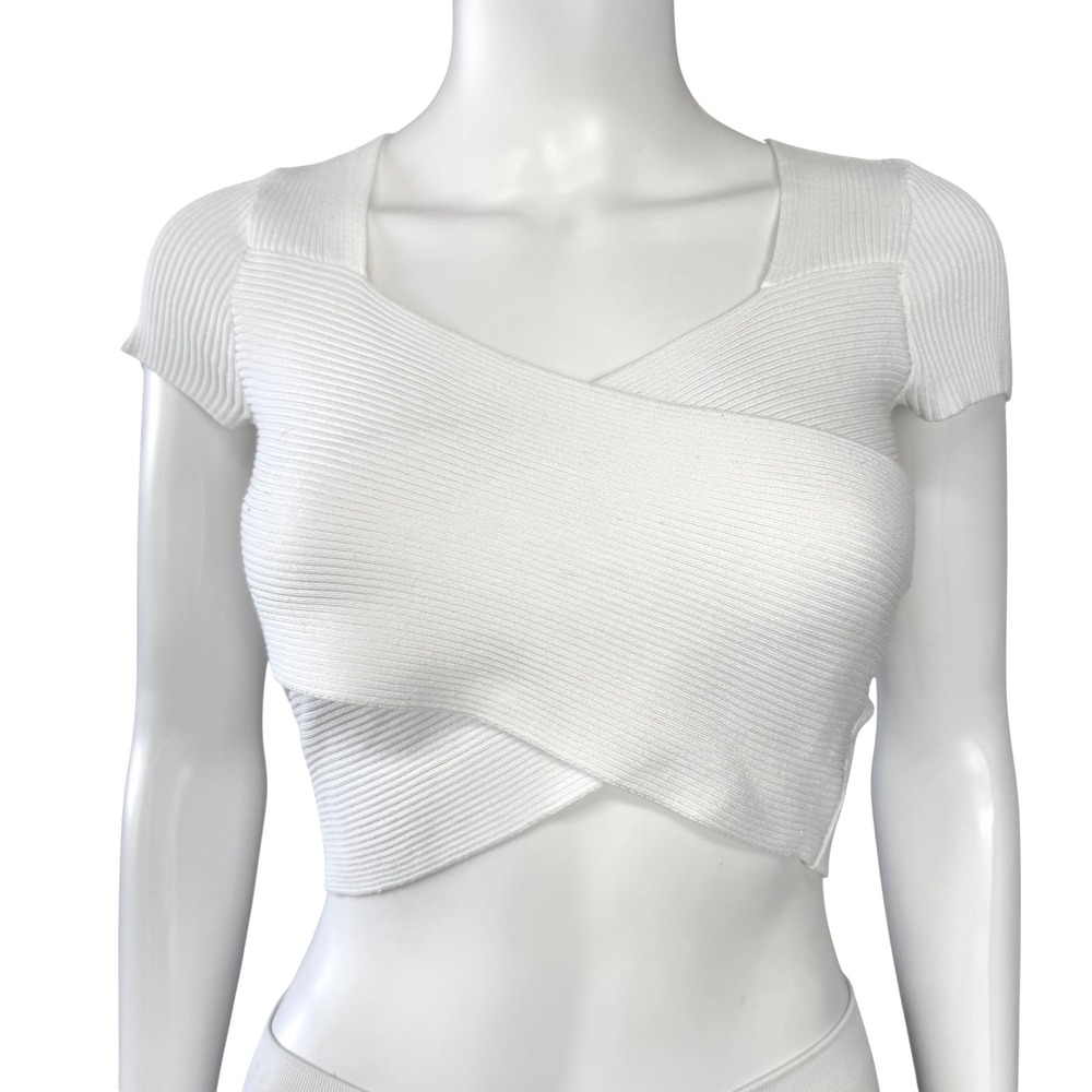 Sweet Wanderer White Wrap Crop Top Y2K 90s Boho Beach Aesthetic Crisscross M